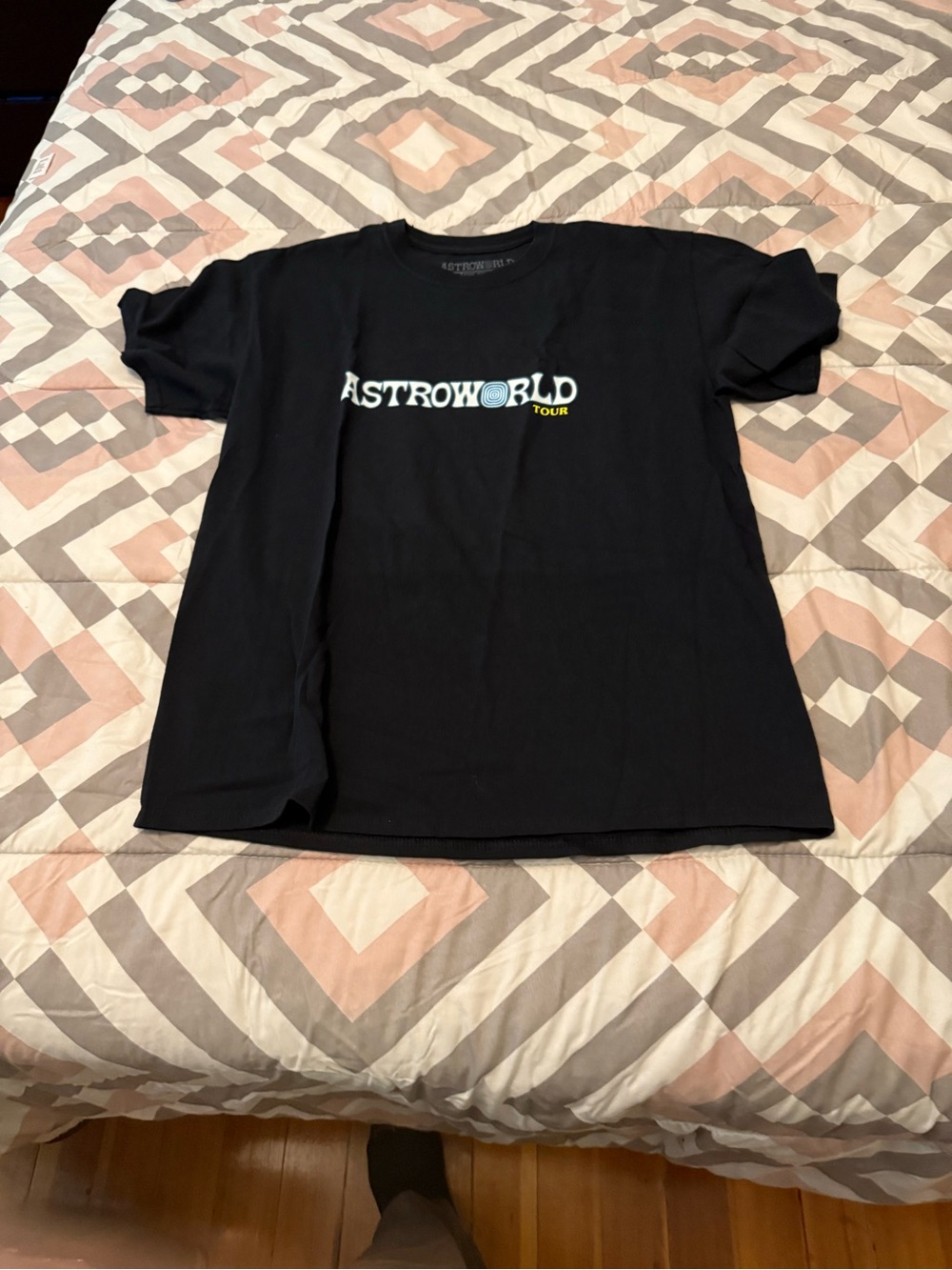 Travis Scott Black Astroworld Tour Tee with Multicolor Logott